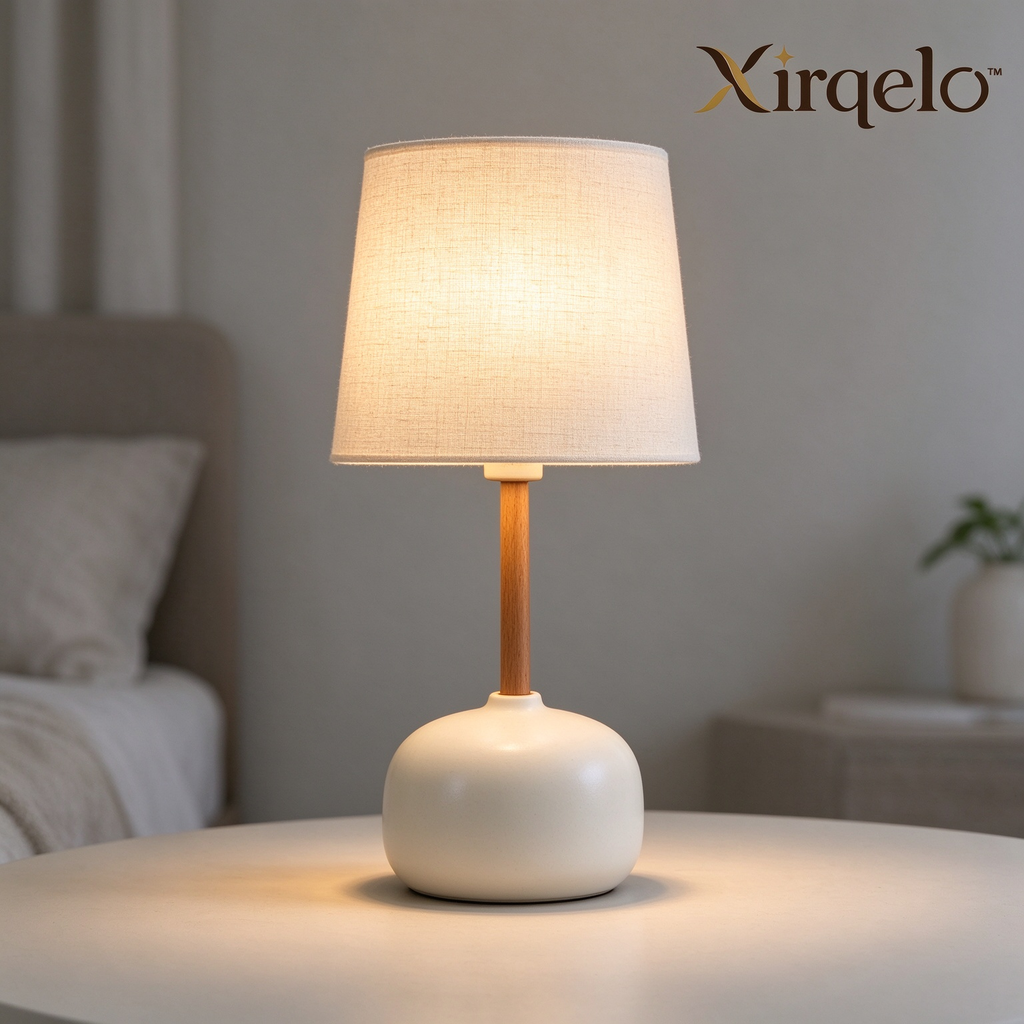 𝑿𝒊𝒓𝒒𝒆𝒍𝒐™ Linen Shade Table Lamp with Ceramic Base