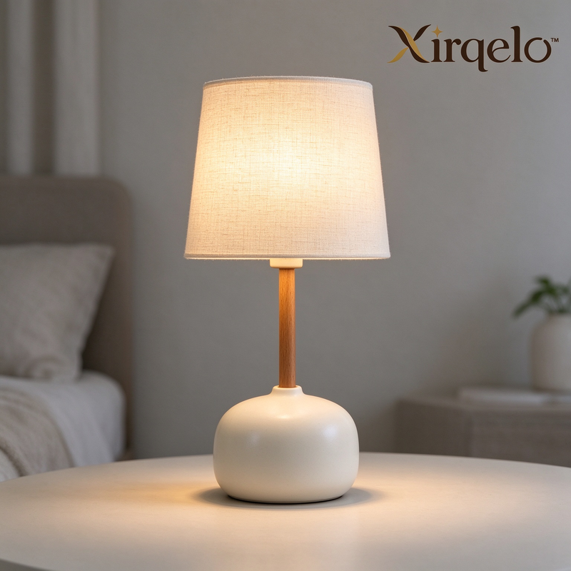 𝑿𝒊𝒓𝒒𝒆𝒍𝒐™ Linen Shade Table Lamp with Ceramic Base