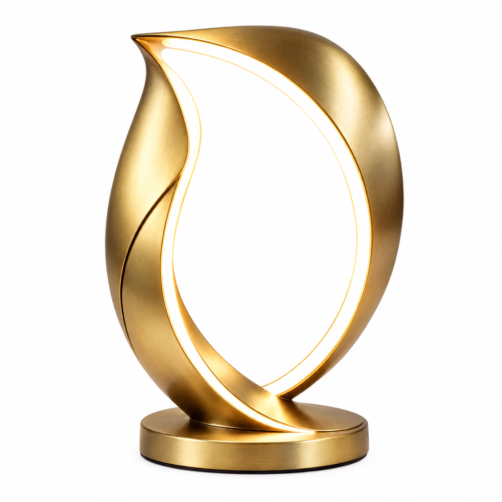 𝑿𝒊𝒓𝒒𝒆𝒍𝒐™ Sculptural Gold-Tone LED Ribbon Table Lamp