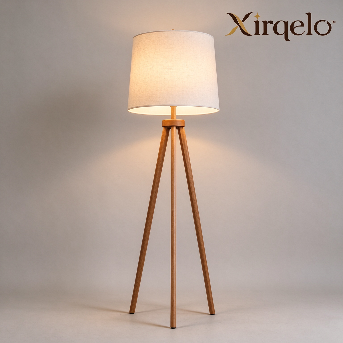 𝑿𝒊𝒓𝒒𝒆𝒍𝒐™ Wooden Tripod Floor Lamp with Linen Shade