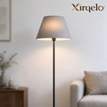 𝑿𝒊𝒓𝒒𝒆𝒍𝒐™ Classic Black Floor Lamp with Gray Fabric Shade