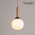 𝑿𝒊𝒓𝒒𝒆𝒍𝒐™ Frosted Globe Pendant Light with Natural Wood Accent