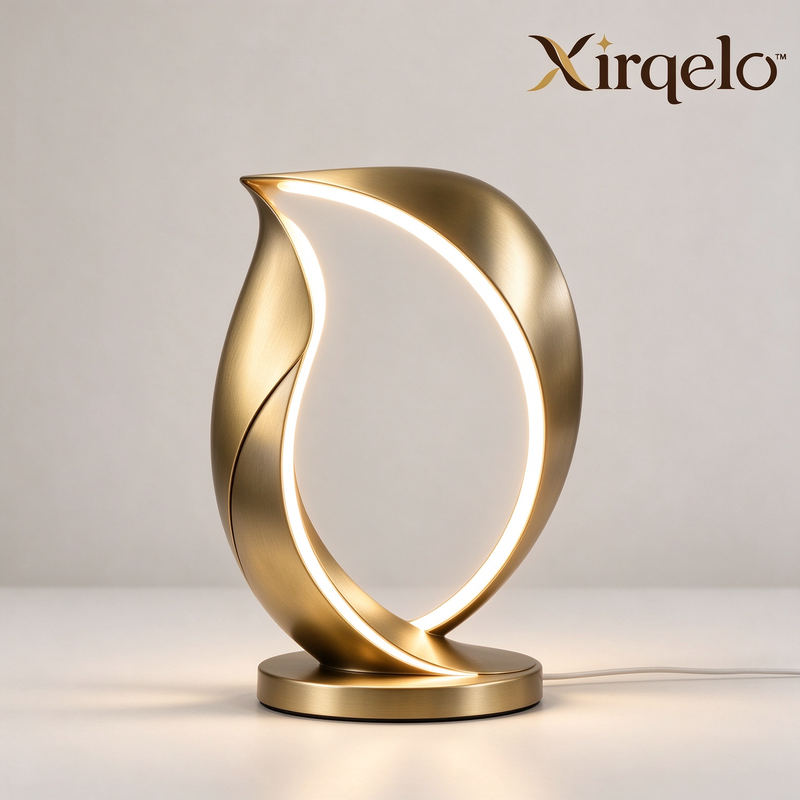 𝑿𝒊𝒓𝒒𝒆𝒍𝒐™ Sculptural Gold-Tone LED Ribbon Table Lamp