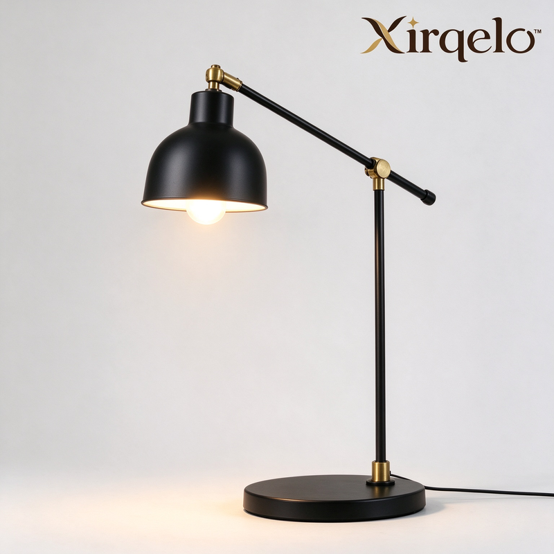𝑿𝒊𝒓𝒒𝒆𝒍𝒐™ Adjustable Black Desk Lamp with Brass-Tone Accents
