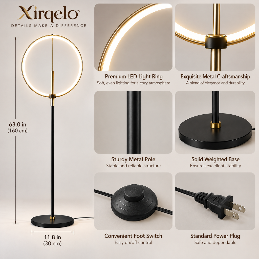 𝑿𝒊𝒓𝒒𝒆𝒍𝒐™ Modern LED Halo Ring Floor Lamp