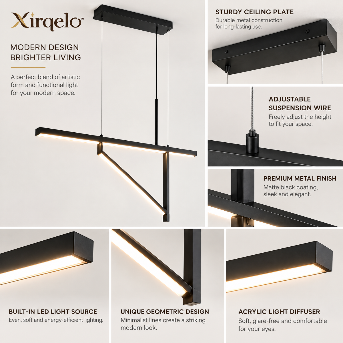 𝑿𝒊𝒓𝒒𝒆𝒍𝒐™ Geometric Linear LED Pendant Light