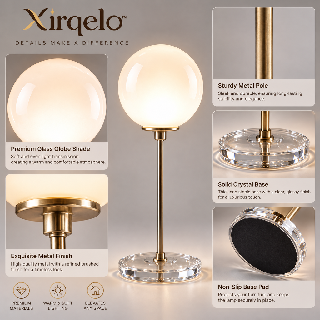 𝑿𝒊𝒓𝒒𝒆𝒍𝒐™ Frosted Globe Table Lamp with Clear Base