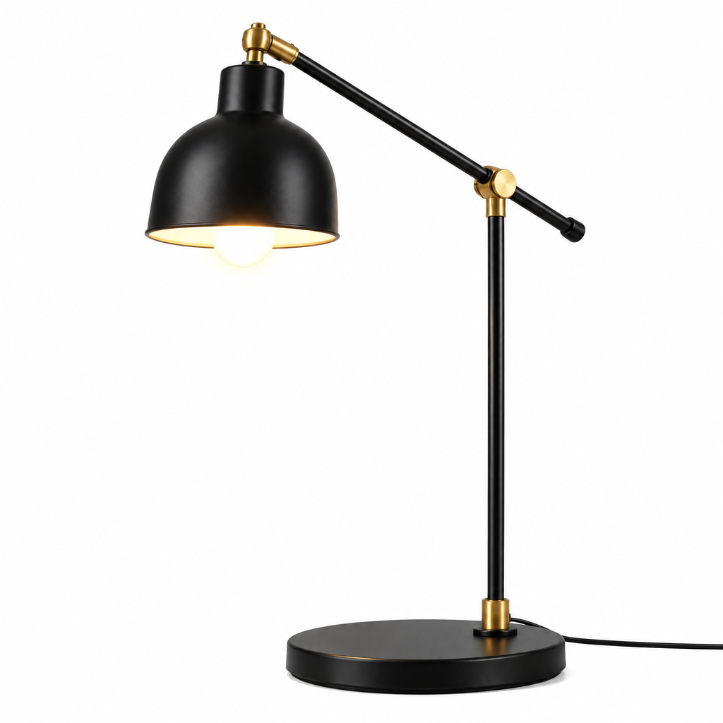 𝑿𝒊𝒓𝒒𝒆𝒍𝒐™ Adjustable Black Desk Lamp with Brass-Tone Accents