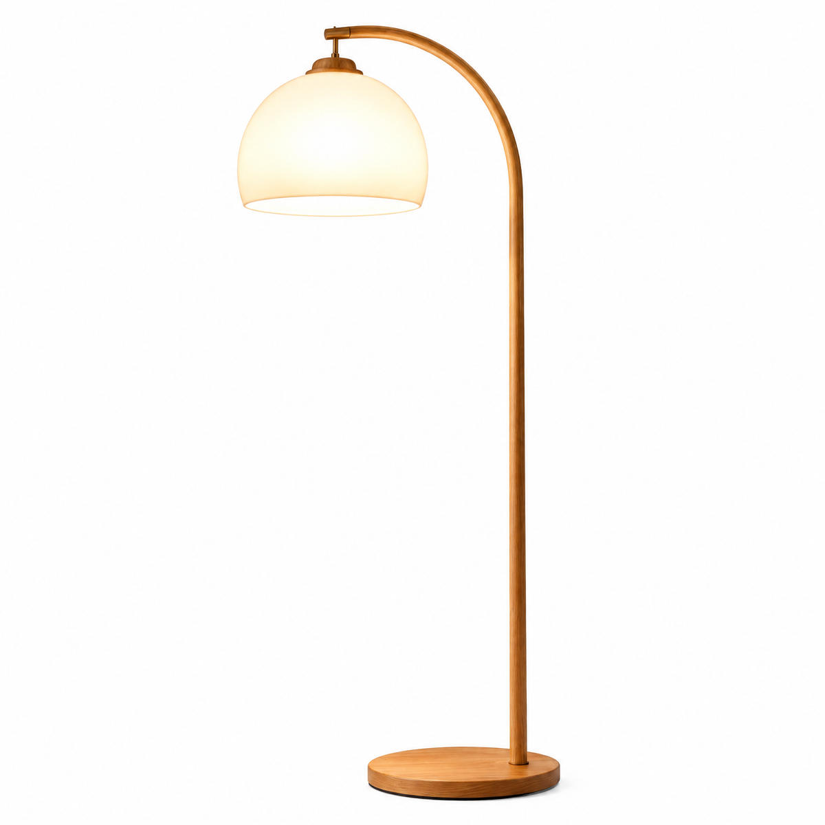 𝑿𝒊𝒓𝒒𝒆𝒍𝒐™ Curved Wood-Look Floor Lamp with Frosted Glass Shade