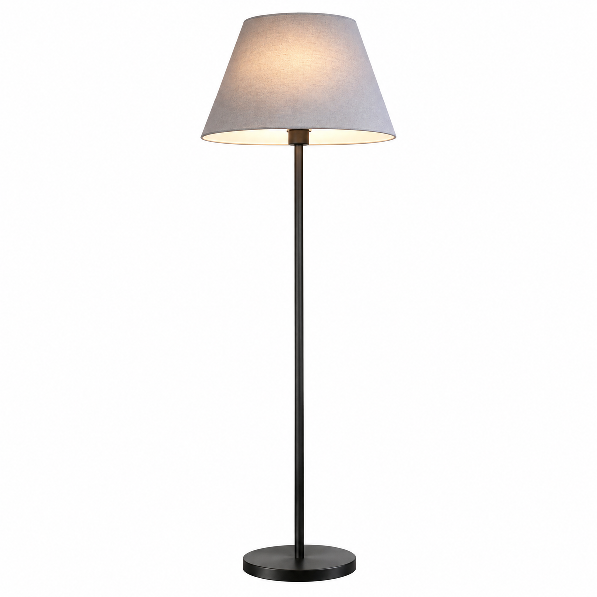 𝑿𝒊𝒓𝒒𝒆𝒍𝒐™ Classic Black Floor Lamp with Gray Fabric Shade