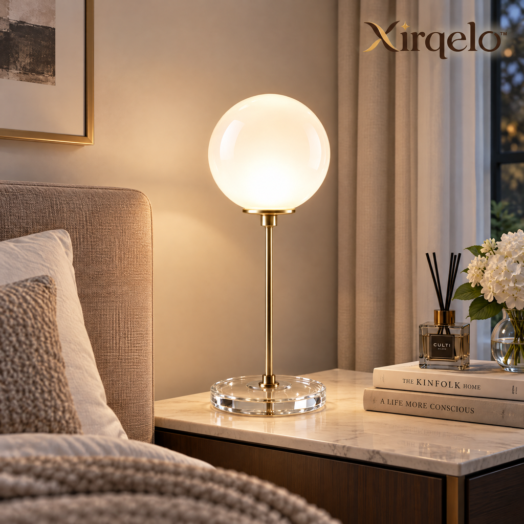 𝑿𝒊𝒓𝒒𝒆𝒍𝒐™ Frosted Globe Table Lamp with Clear Base