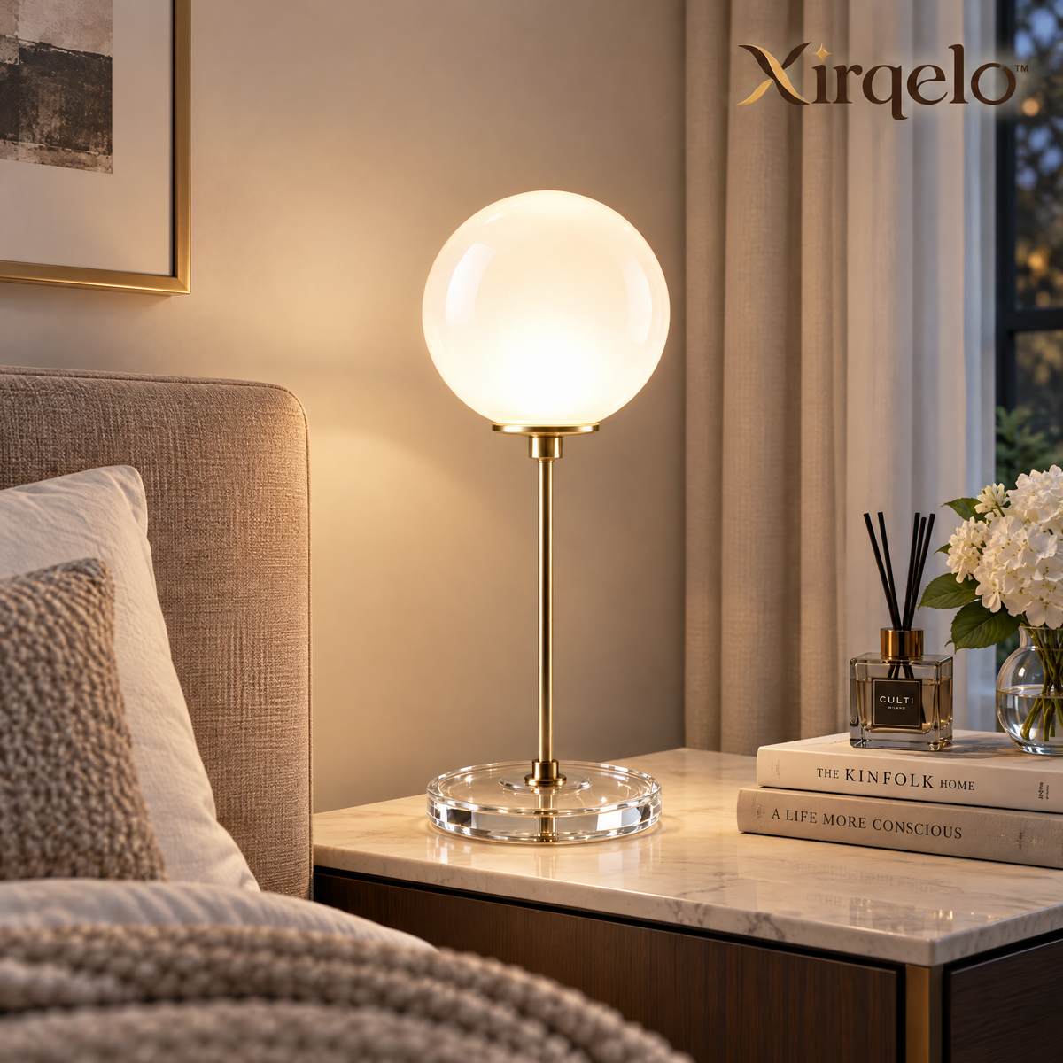 𝑿𝒊𝒓𝒒𝒆𝒍𝒐™ Frosted Globe Table Lamp with Clear Base