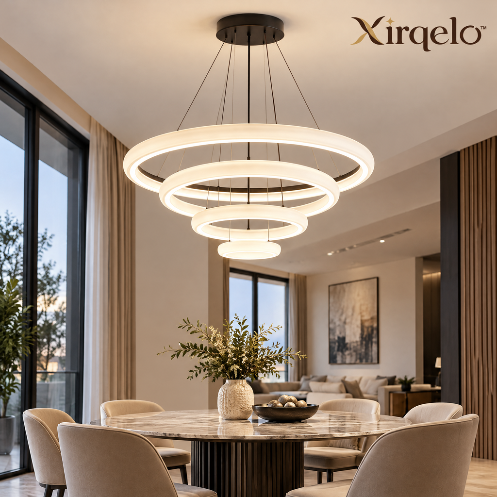 𝑿𝒊𝒓𝒒𝒆𝒍𝒐™ Four-Ring Cascading LED Pendant Light